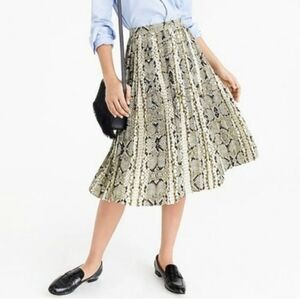 J.Crew Pleated Midi Skirt in Snakeskin Print Size 00